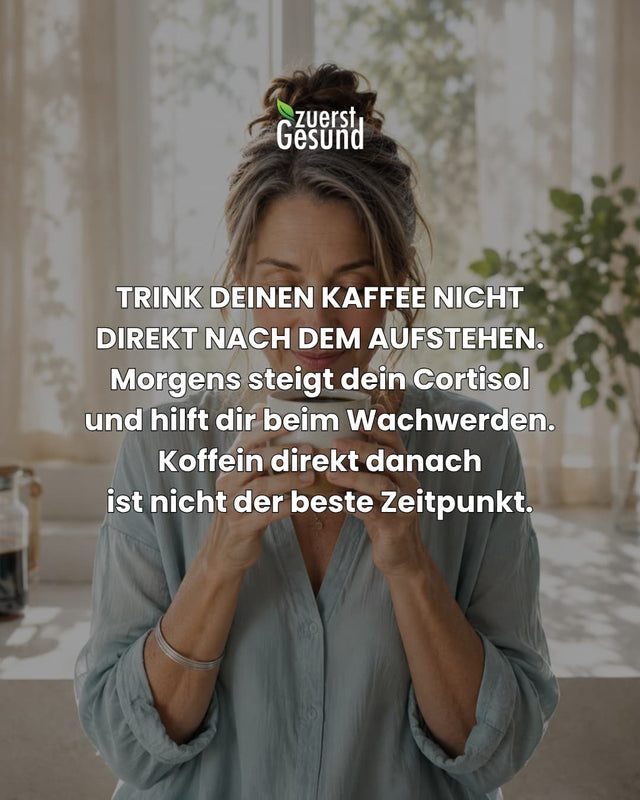 Frau isst langsam am Tisch, Text: Zu schnelles Essen macht dich später satt